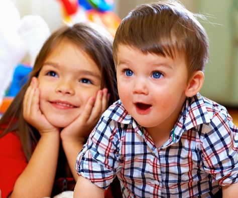 smiling young boy and girl 