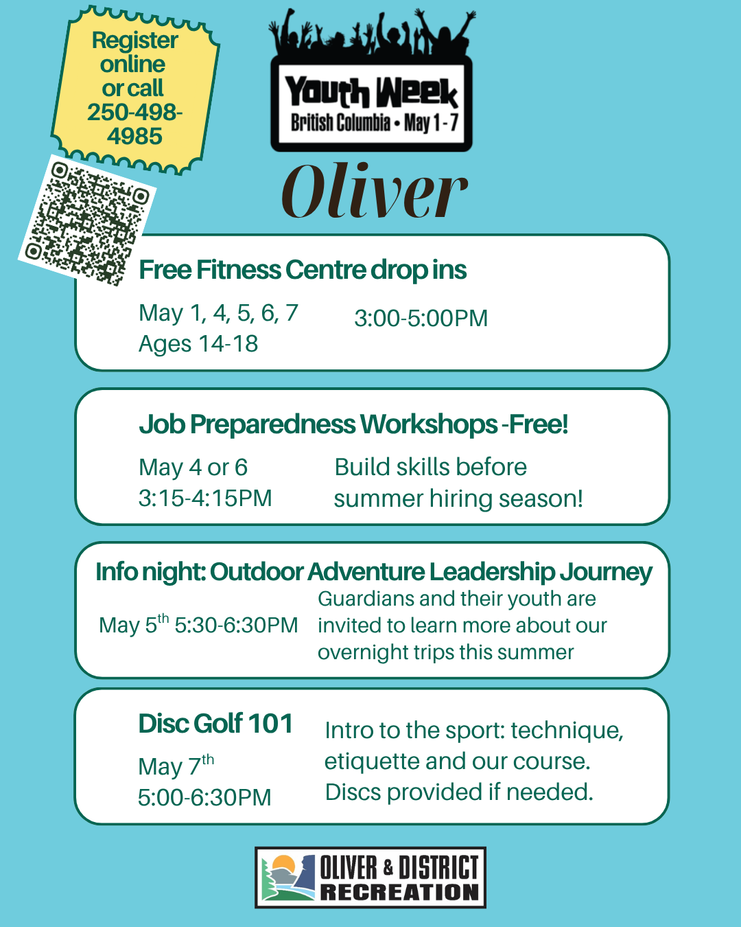 a photo of our May 1 - 7 youth week activities