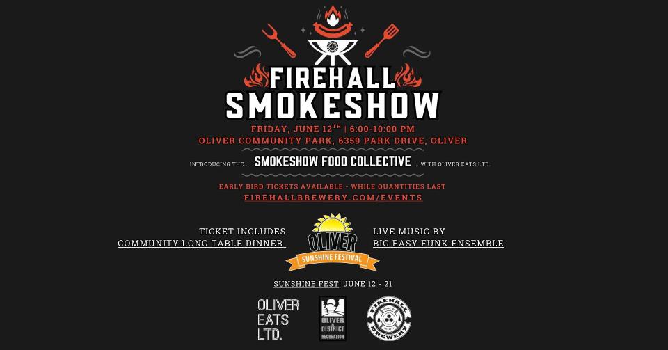 an informative poster for the june 12 smokeshow dinner event in the community park
